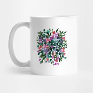 Modern Purple And Green Florals,  Abstract Watercolor Flowers  Bouquet Illustration Mug